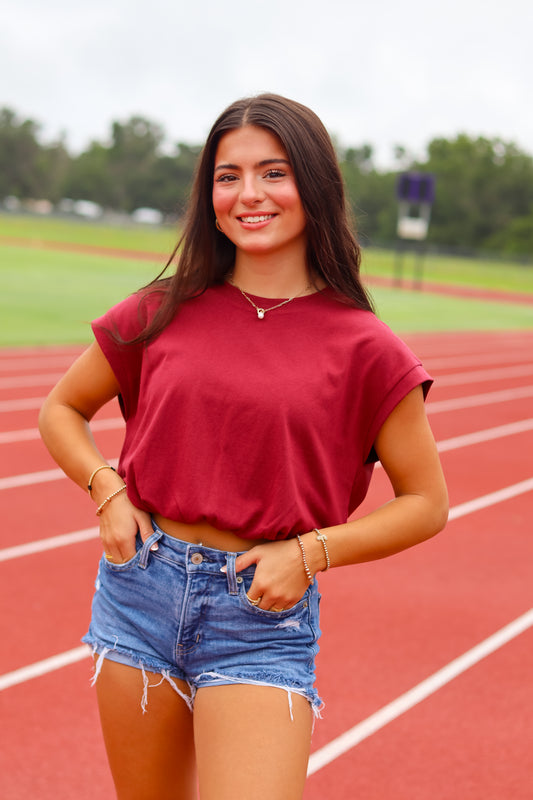 Emma Bubble Top - Burgundy