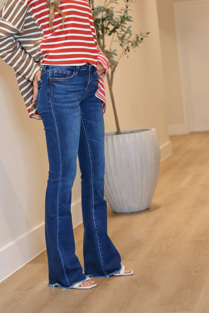 Hailey Mid Rise Mini Flare Jeans