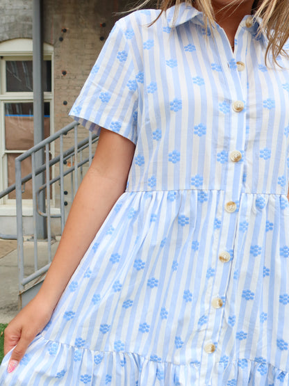 Flower Girl Striped Shirt Dress