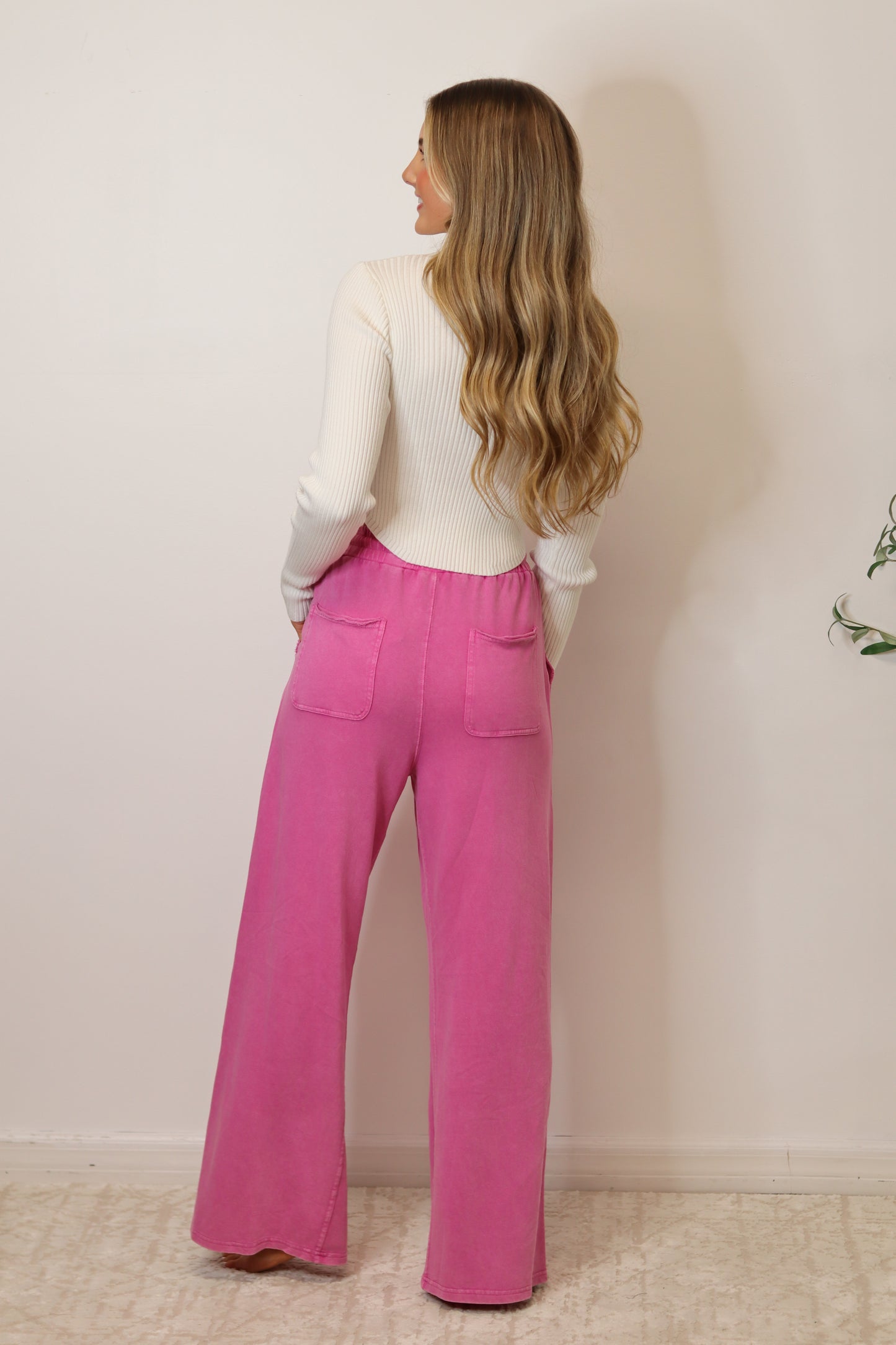 Nala Terry Knit Pants - Carnation