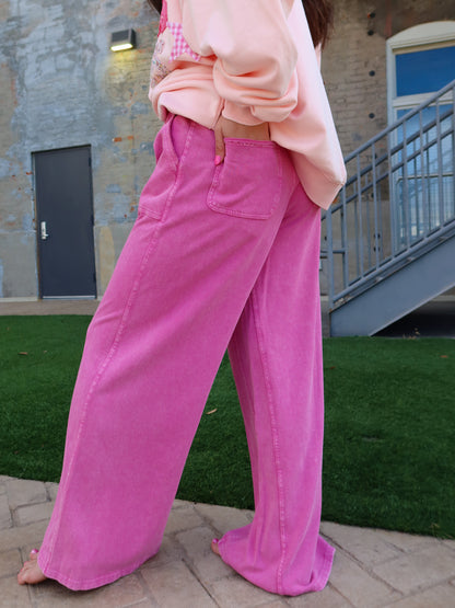Nala Terry Knit Pants - Carnation
