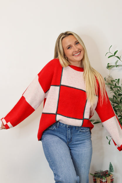 Mistletoe Color Block Sweater