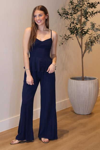 Iris Flowy Pants - Navy