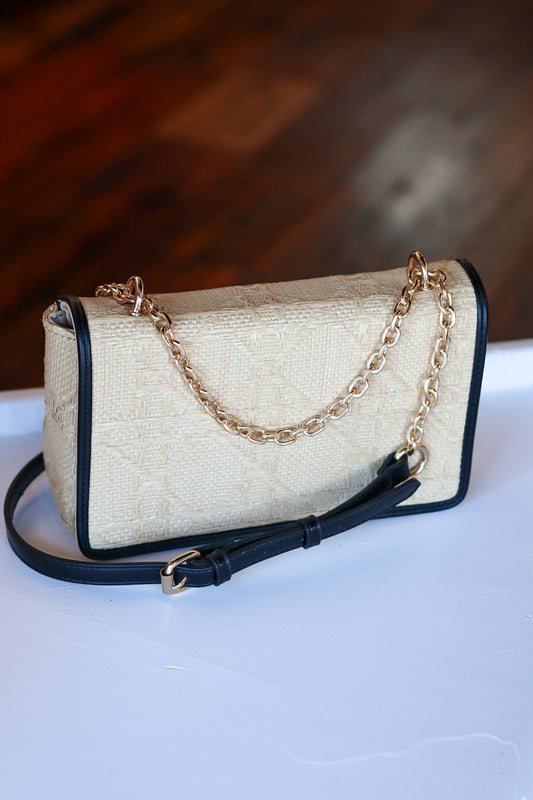 BC Leather Lined Straw Crossbody