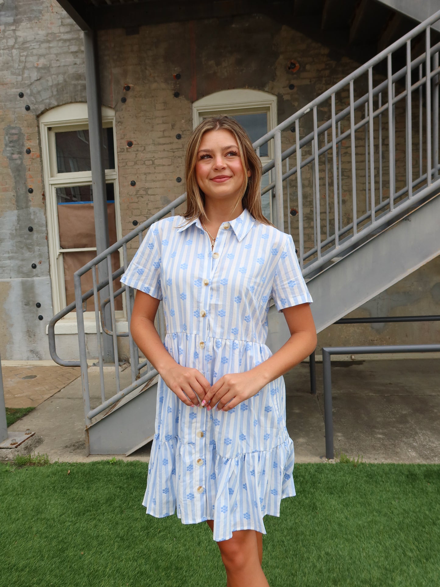 Flower Girl Striped Shirt Dress