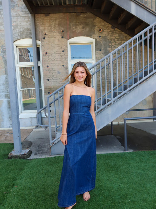 Willa Strapless Denim Dress