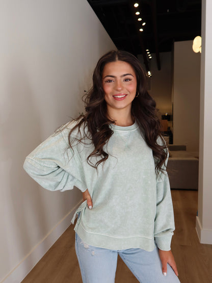 Daisy Long Sleeve - Dusty Mint