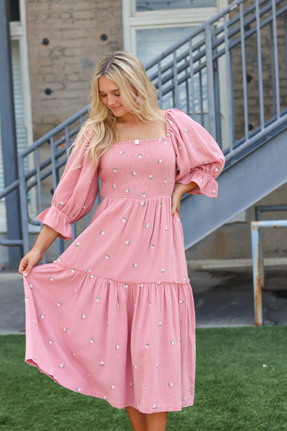 Ditsy Floral Puff Sleve Dress