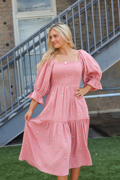 Ditsy Floral Puff Sleve Dress