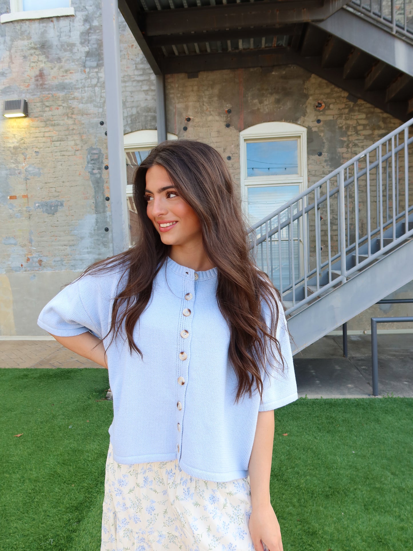 Briar Sweater Top - Baby Blue