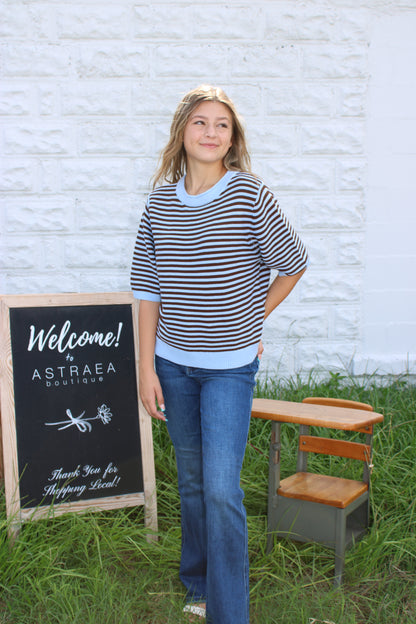 Inez Striped Crew Neck