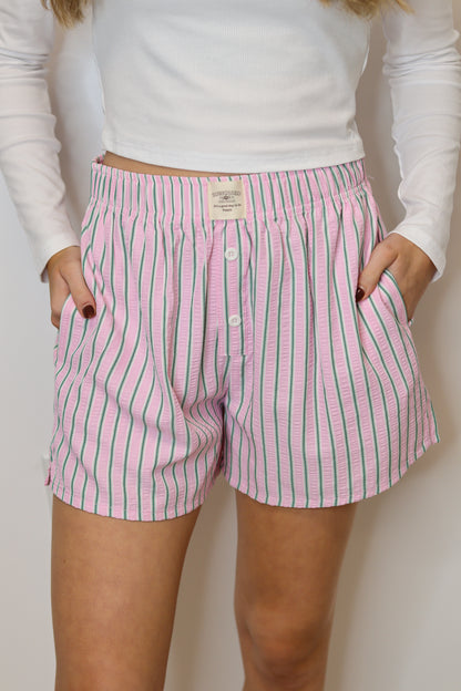 Everyday Boxer Shorts - Pink/Green Halo Stripes