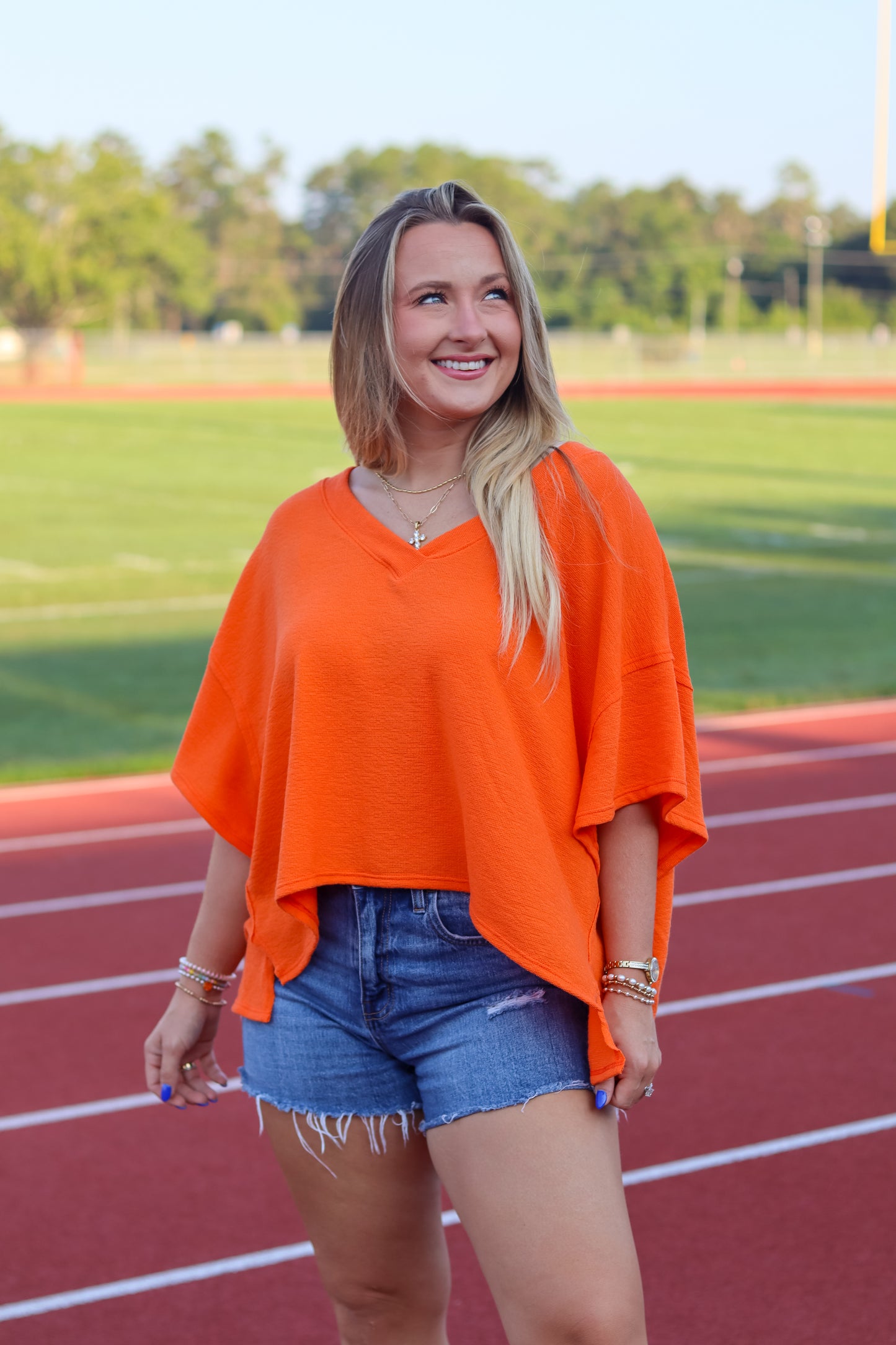 Vienna V-Neck Top - Orange
