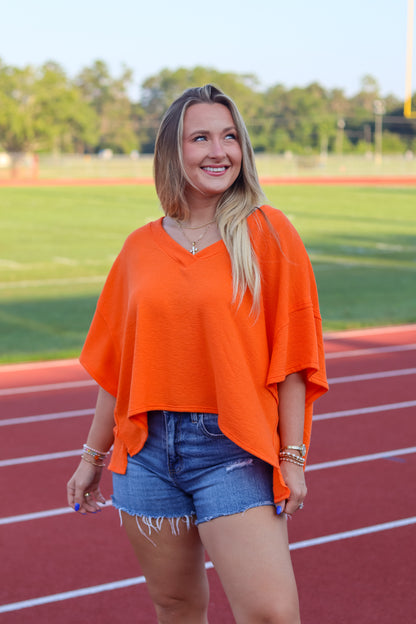 Vienna V-Neck Top - Orange