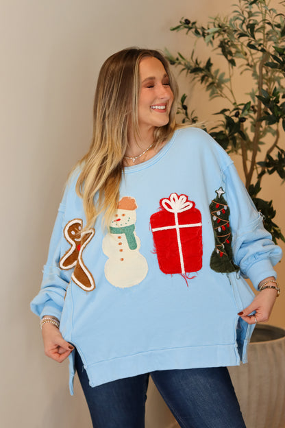 Corduroy Christmas Patch Top