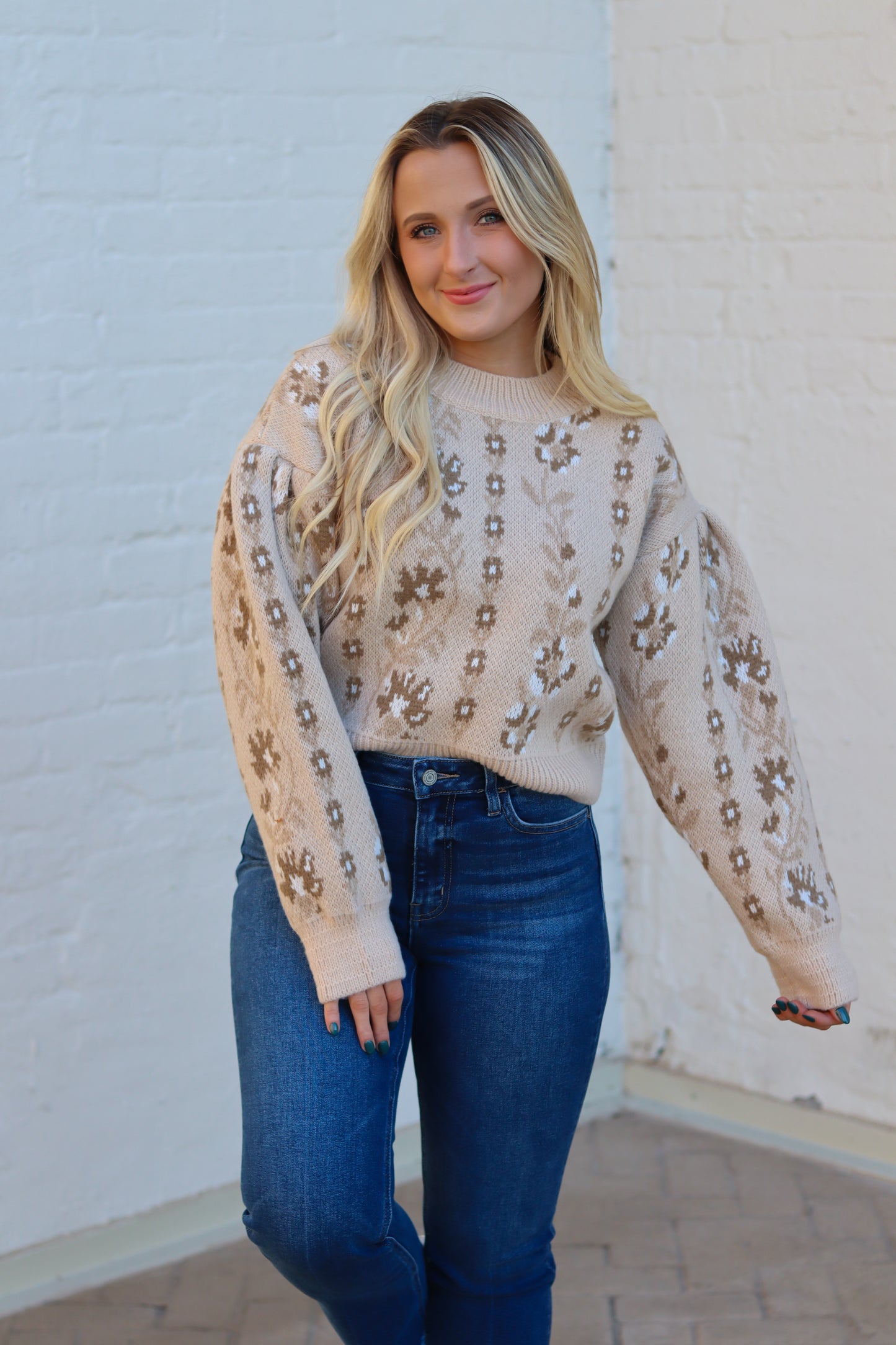 Blooming Vines Floral Knit Sweater