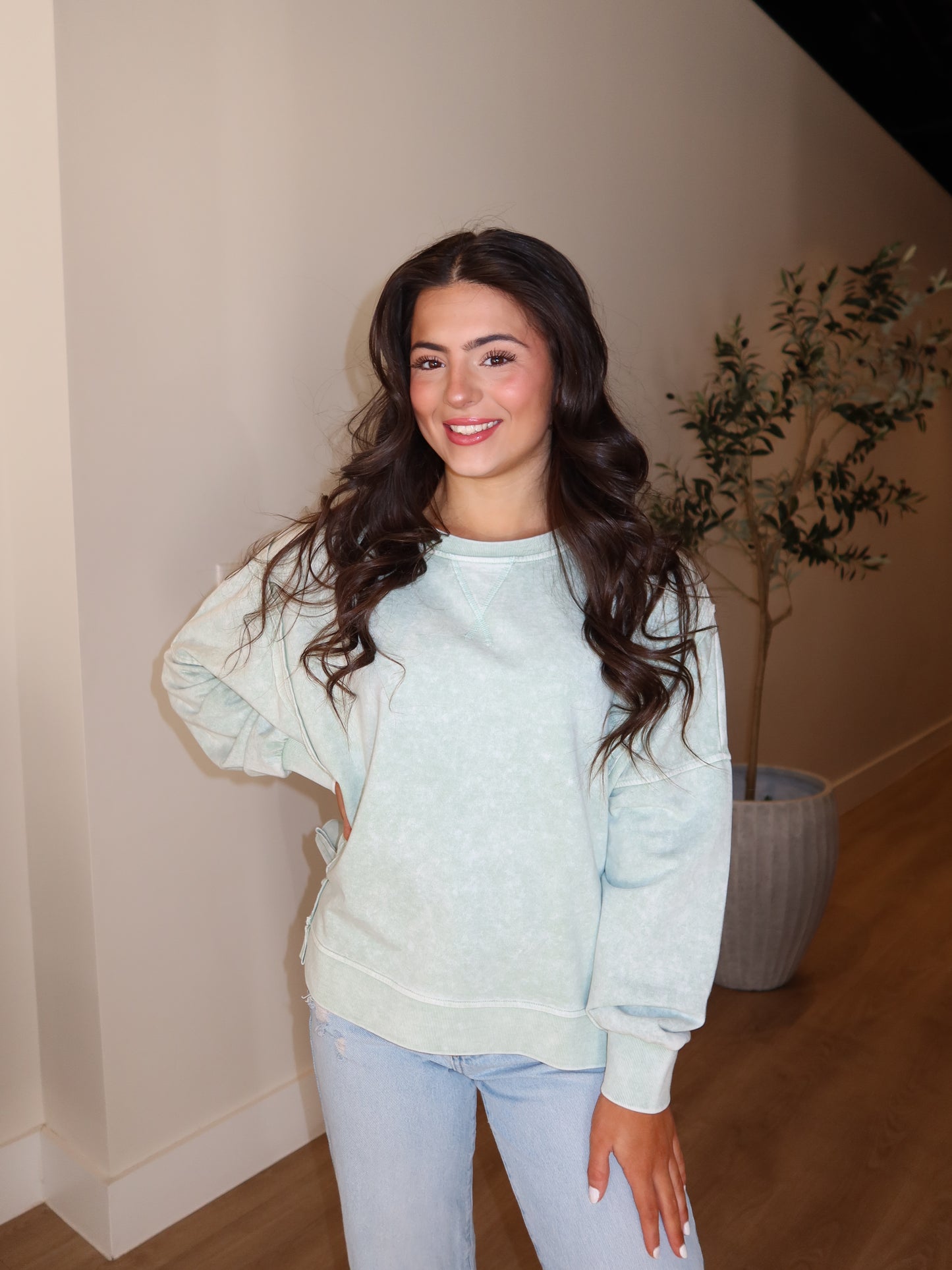 Daisy Long Sleeve - Dusty Mint