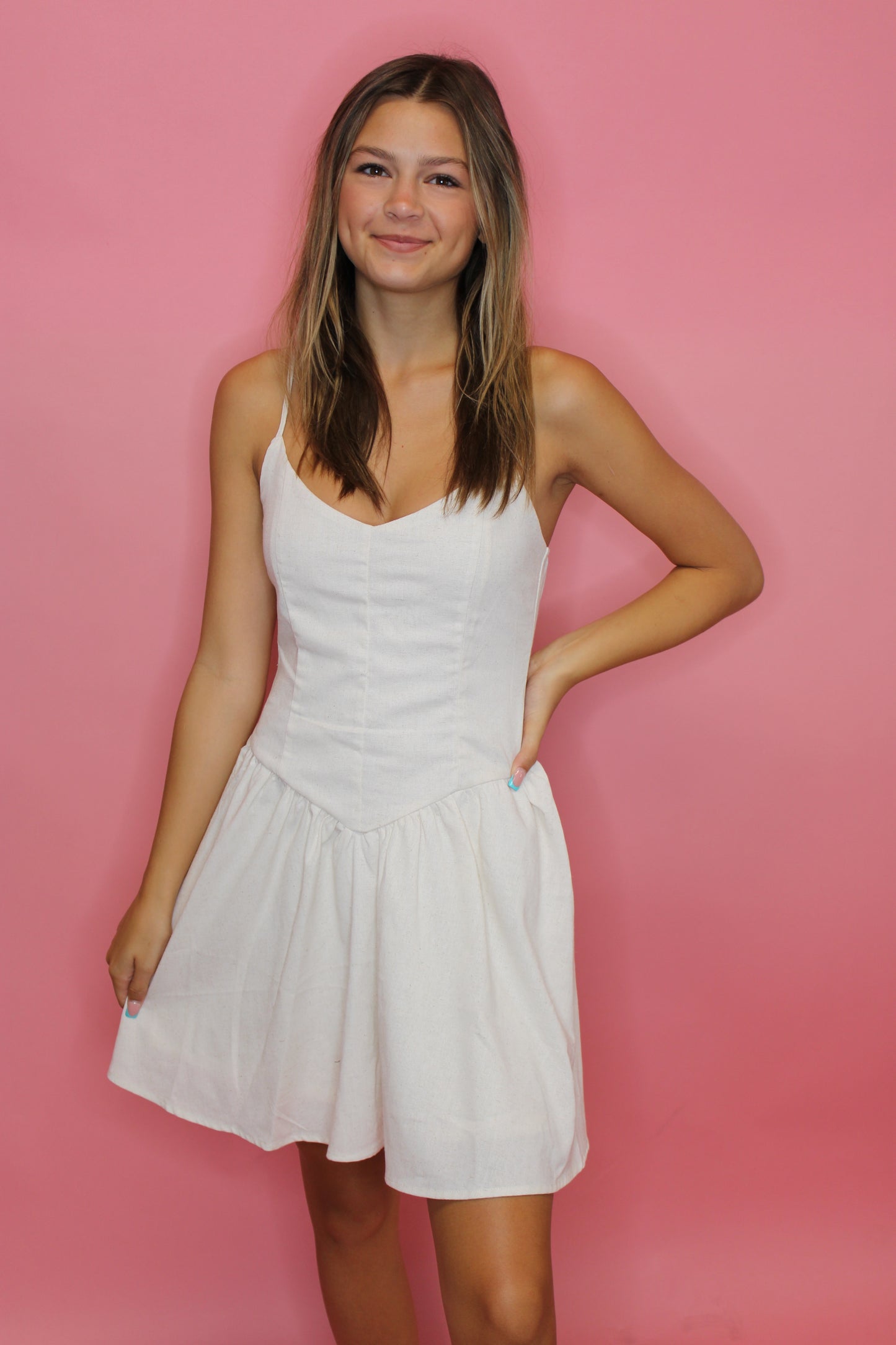 Rosalie Basque Waist Mini Dress