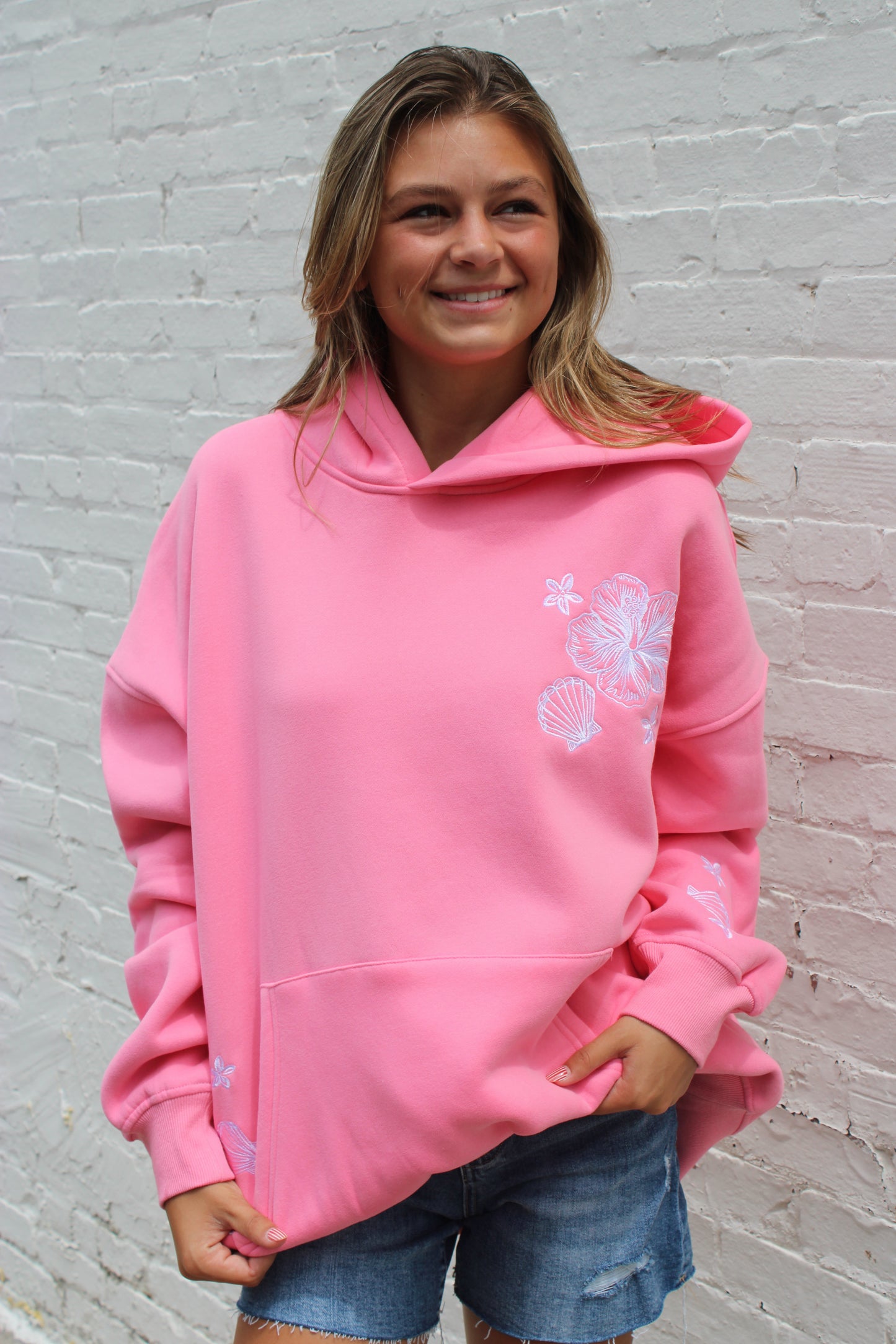 Hibiscus Pink Tropical Hoodie