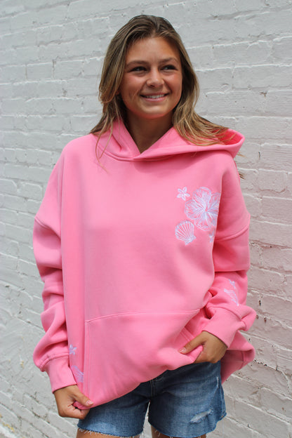 Hibiscus Pink Tropical Hoodie