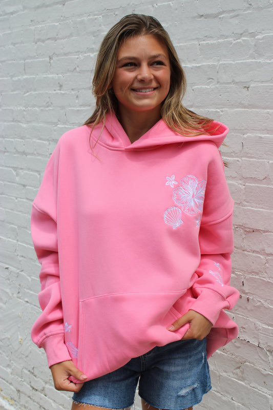 Hibiscus Pink Tropical Hoodie