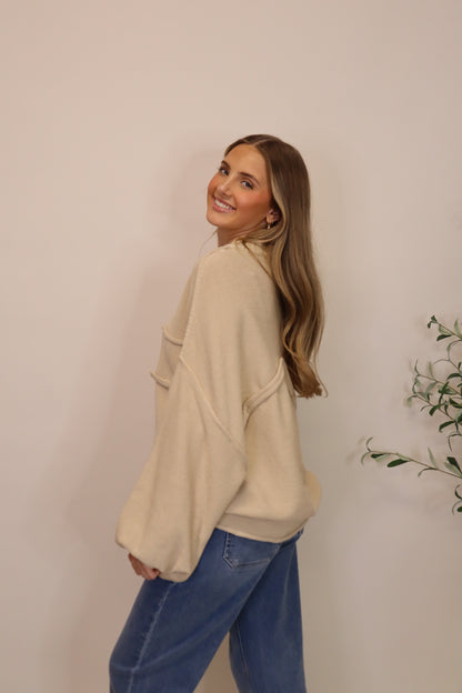 Creamy Balloon Sleeve Sweater