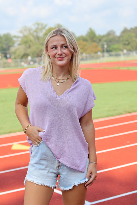 Harper Knit Top - Lavender