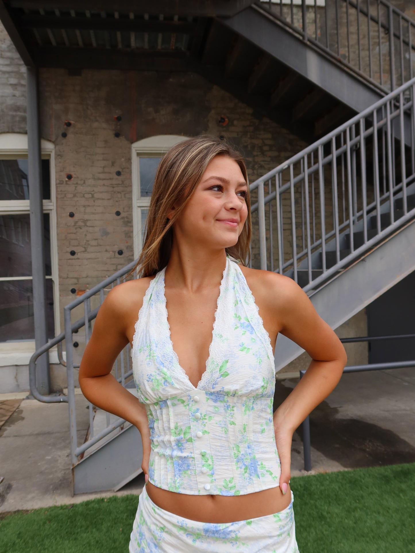 Fable Halter Floral Top