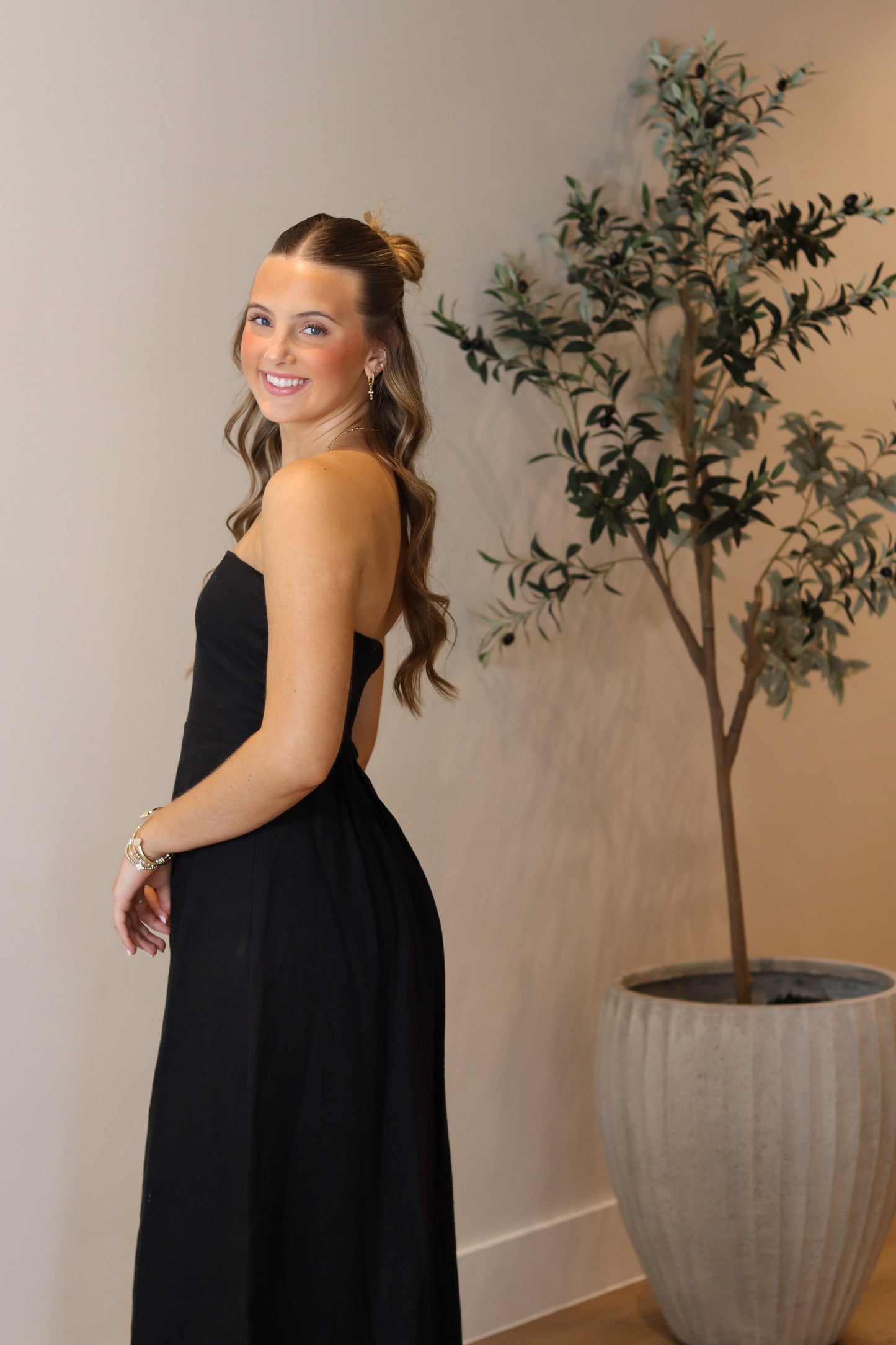 Moonlight Strapless Linen Dress