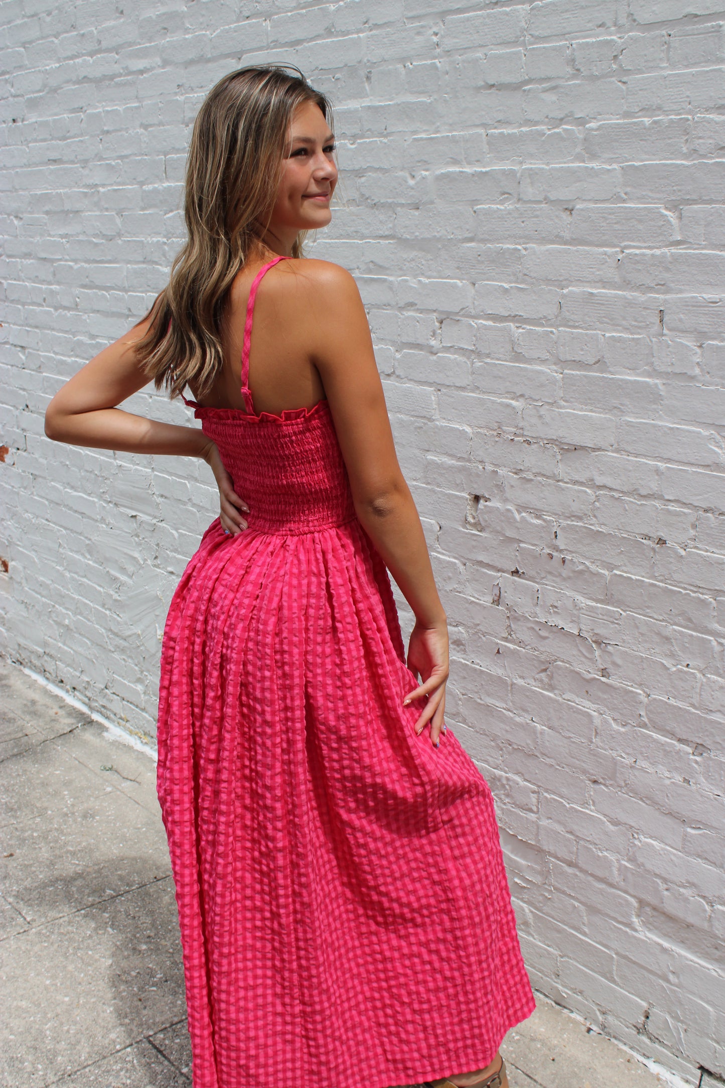 Love Song Gingham Maxi Dress