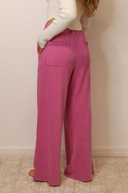 Nala Terry Knit Pants - Carnation