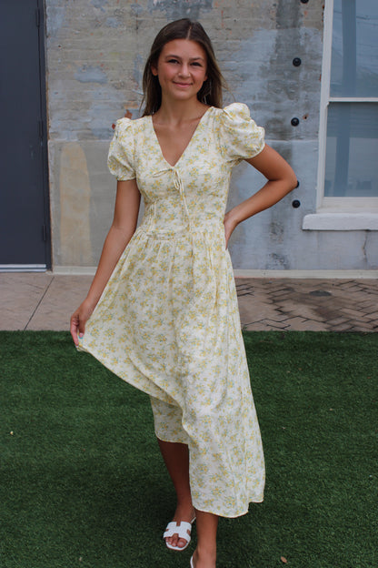 Churchhill Midi Dress - Butter Yellow