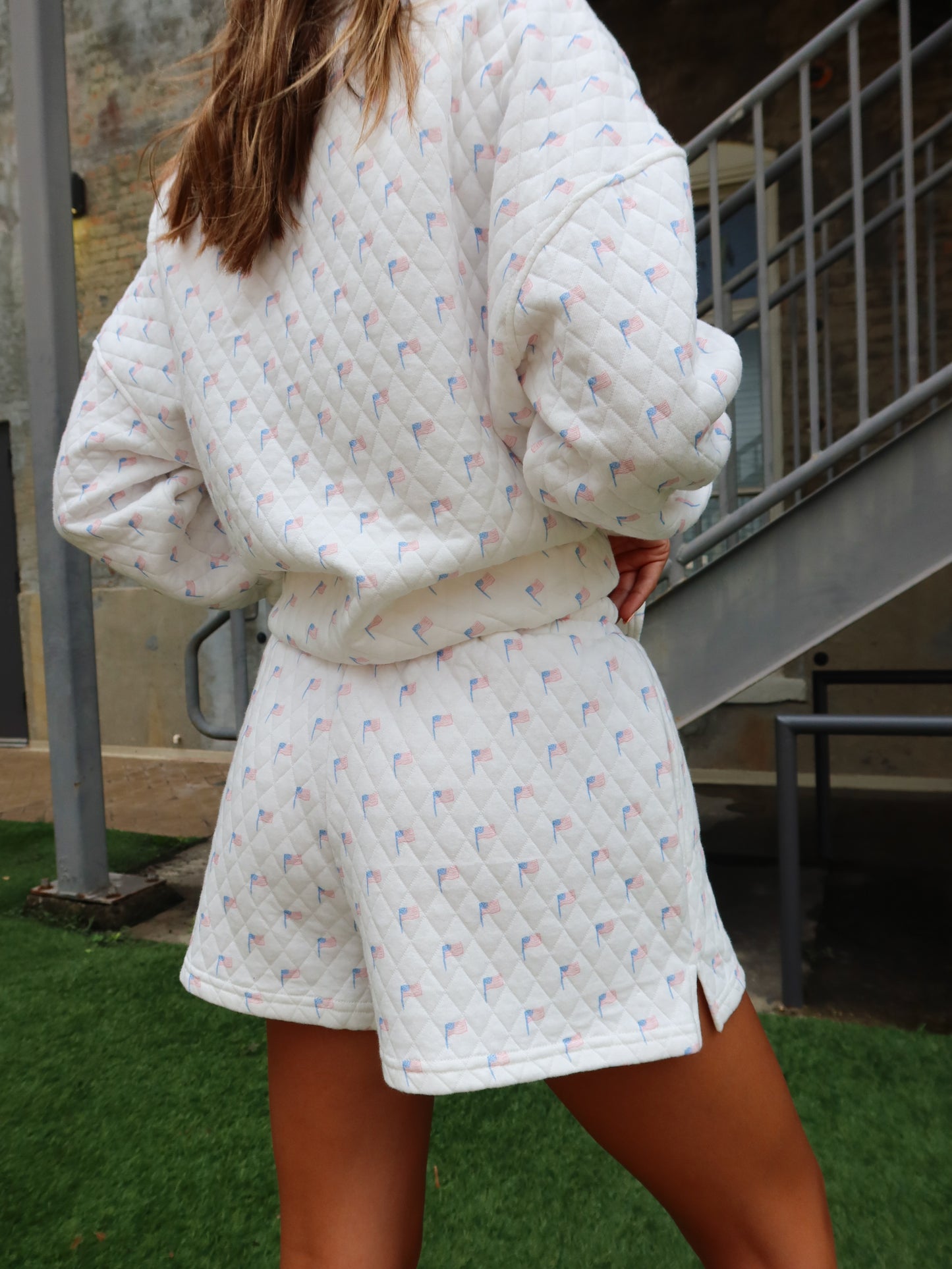 American Flag Quilted Shorts