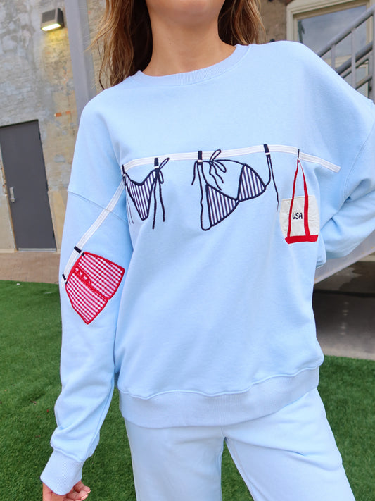Just Beachy Crewneck - Light Blue