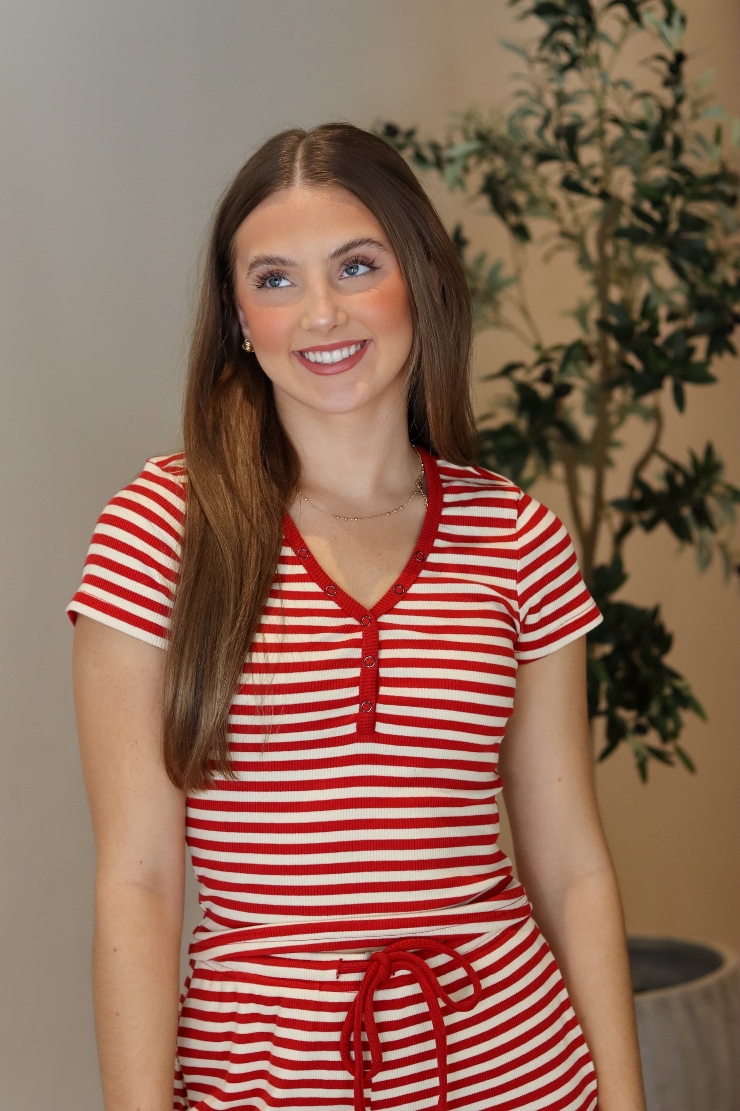 Lottie Striped Top - Ruby