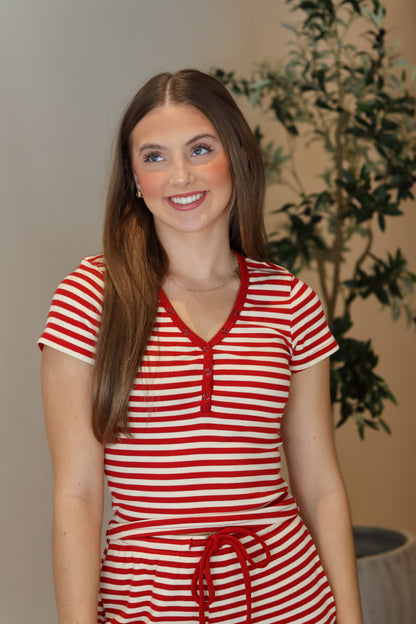 Lottie Striped Top - Ruby