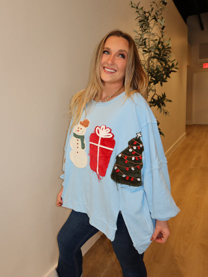 Corduroy Christmas Patch Top