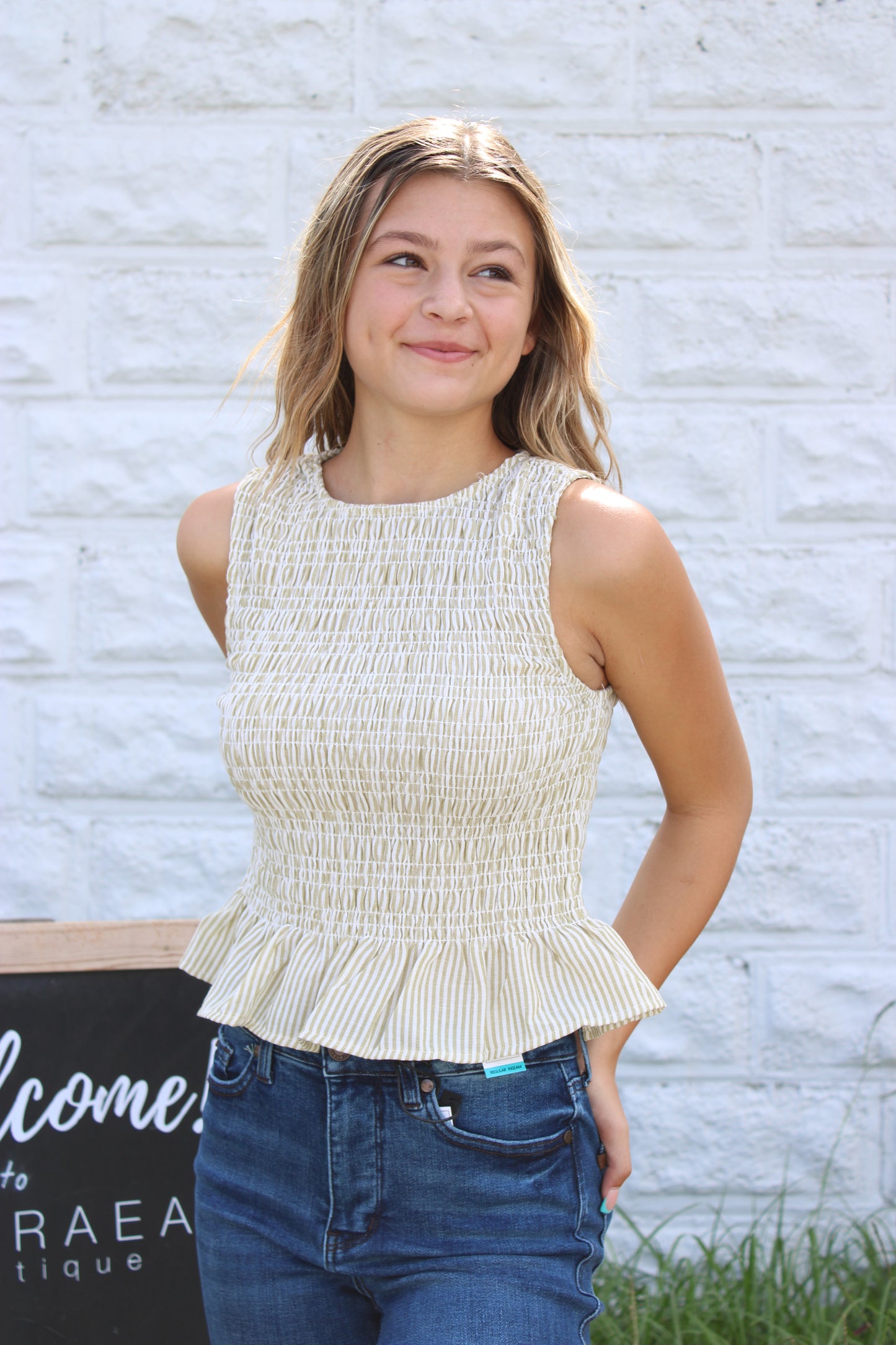 Sable Striped Smocked Blouse