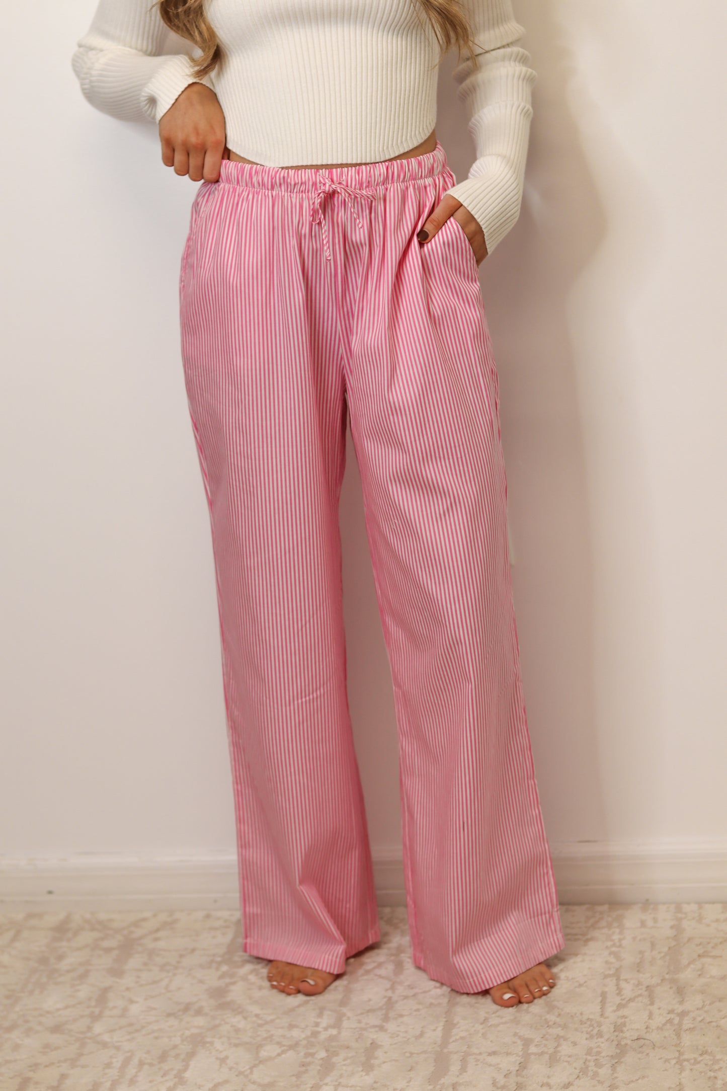 Dana Striped Pants - Pink & White