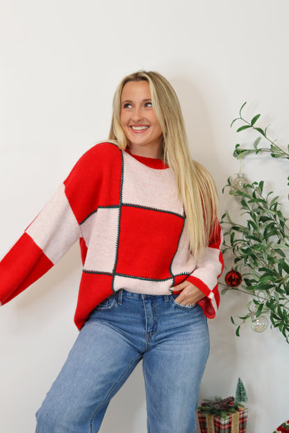 Mistletoe Color Block Sweater