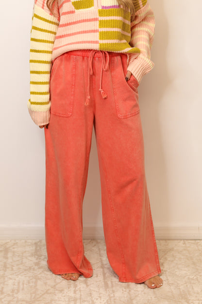 Nala Terry Knit Pants - Fusion Coral