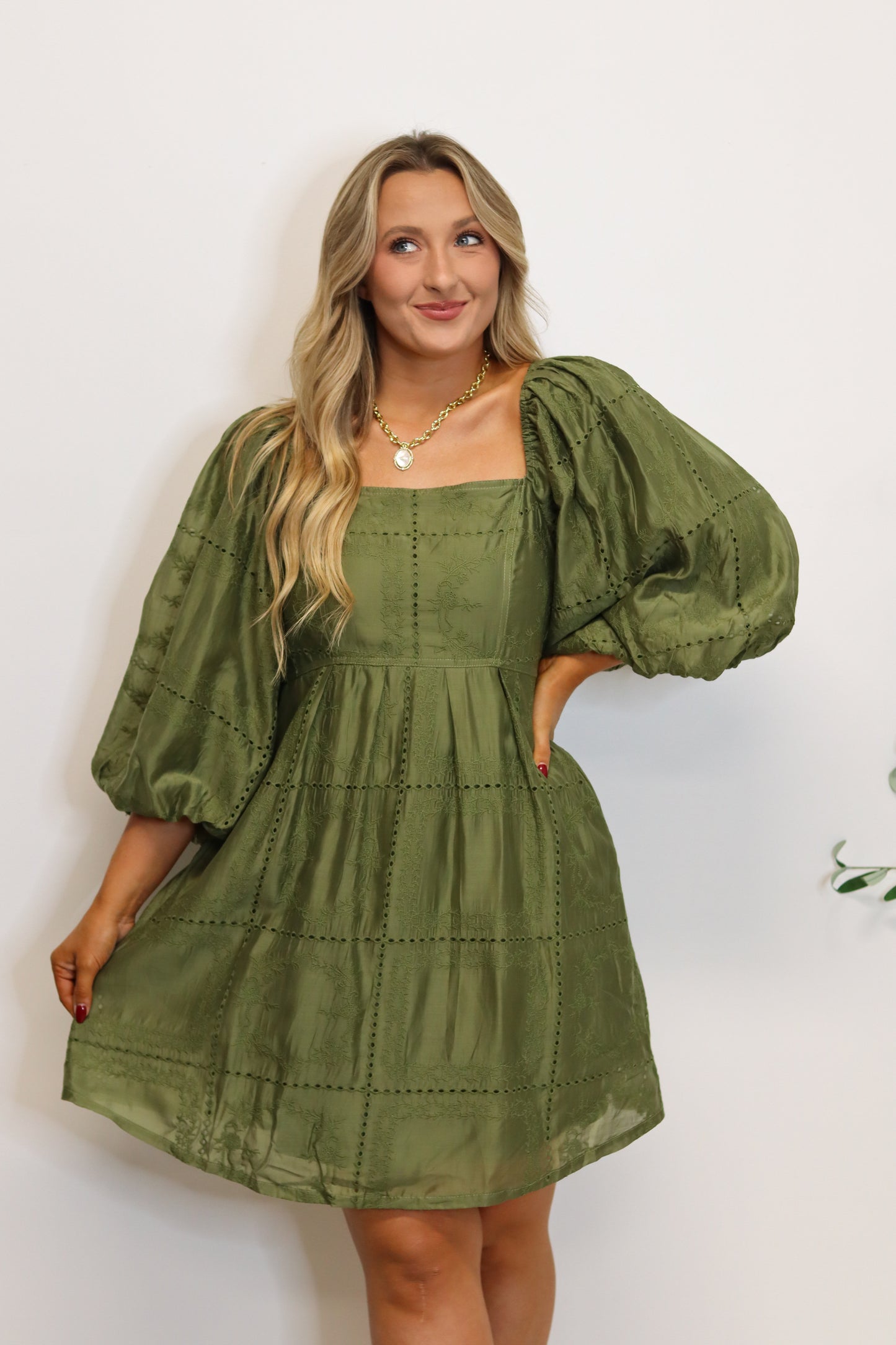 Ellie Eyelet Puff Sleeve Dress