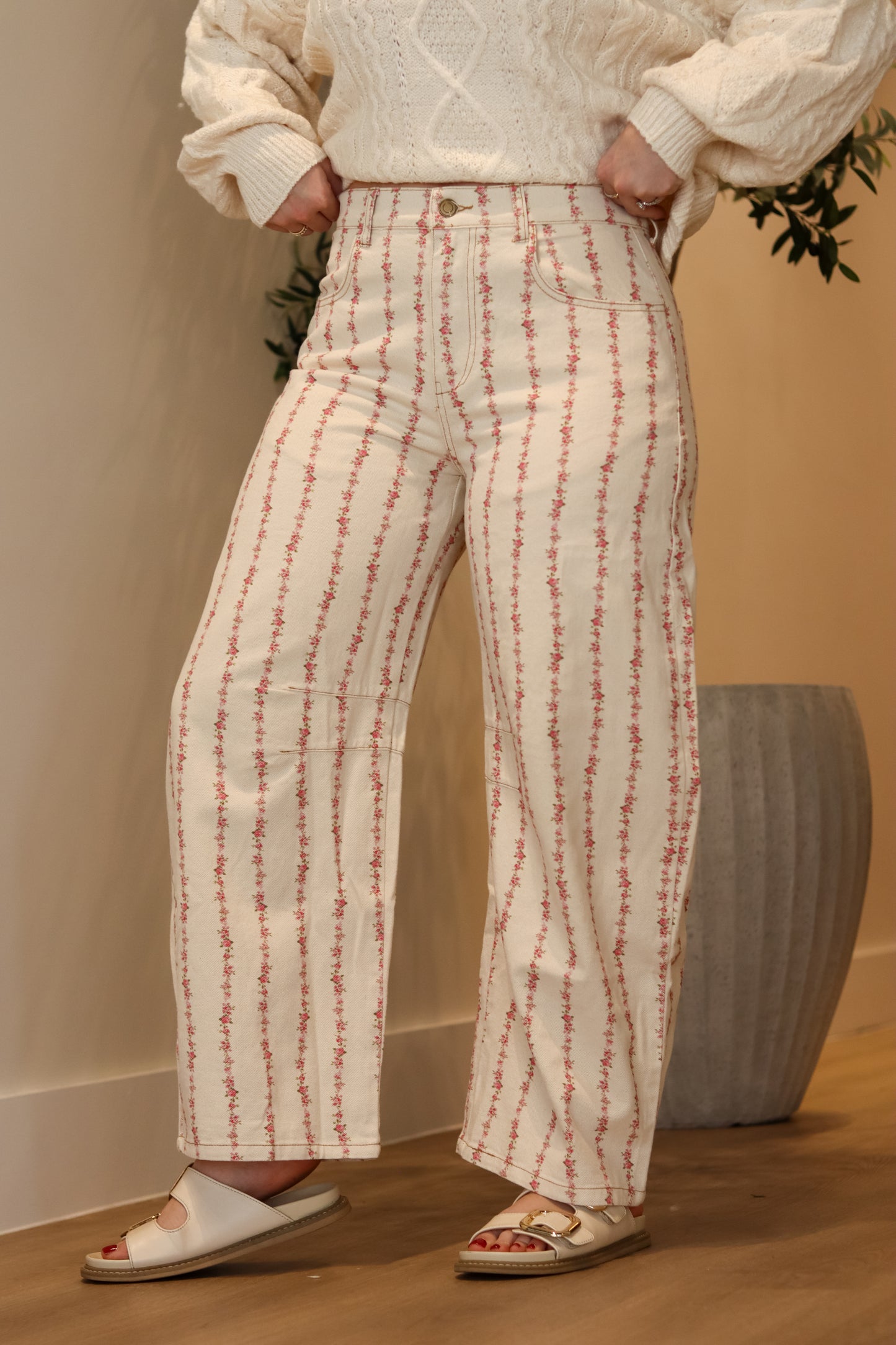 Nina Floral Barrel Jeans