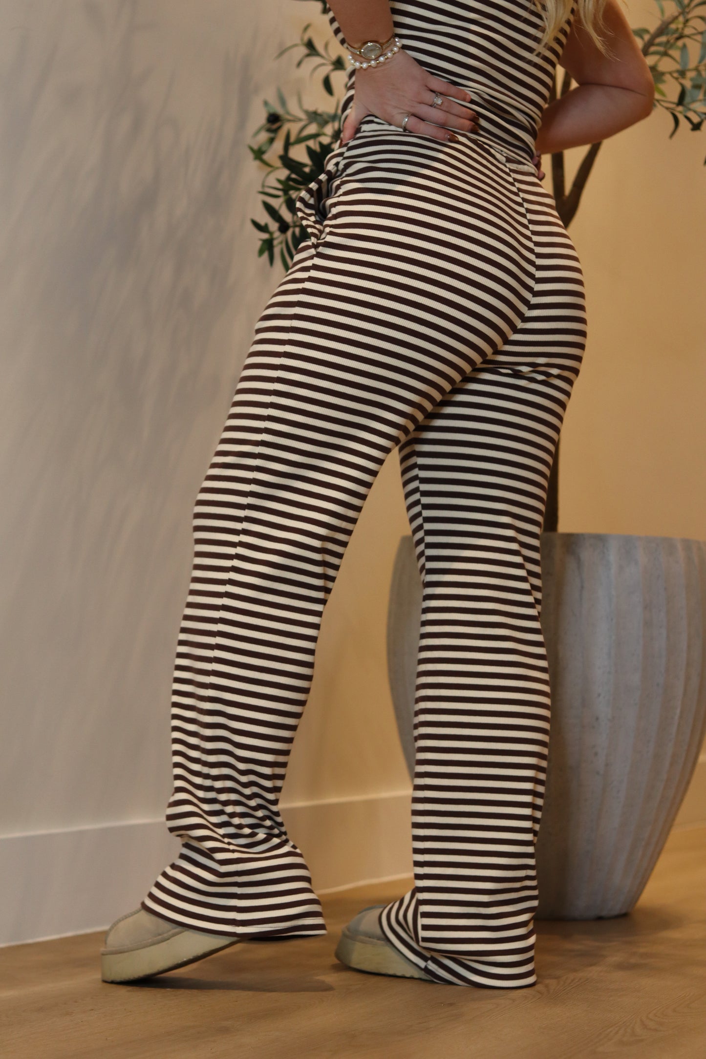 Lottie Striped Pants - Chocolate