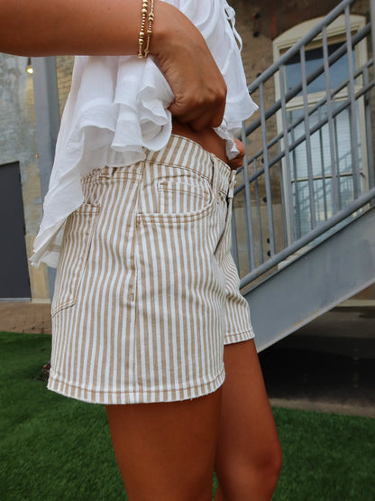 Stevie Mid Rise Striped Shorts