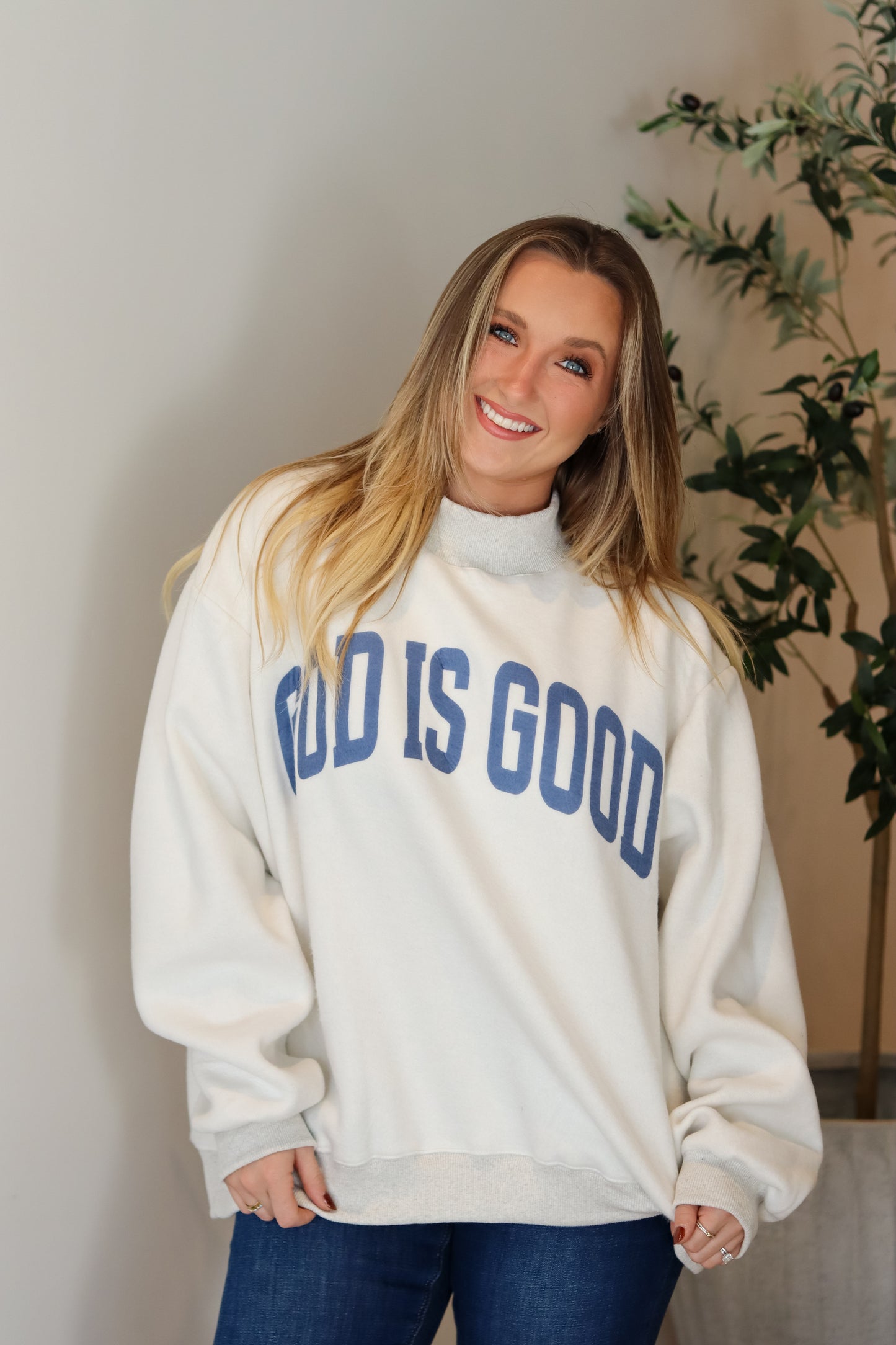 'JESUS & GOD IS GOOD' Mock Neck Sweatshirt (Reversible)