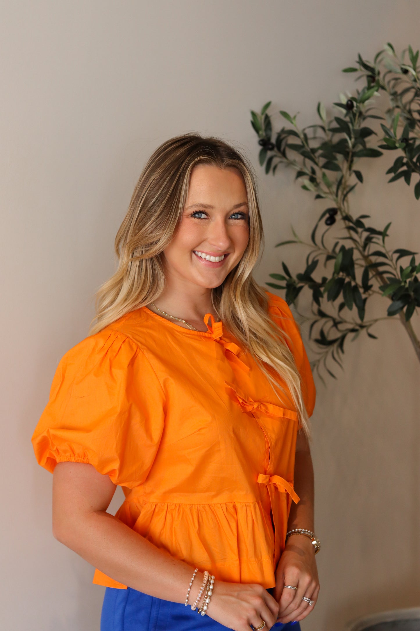 Hailey Bow Blouse - Orange