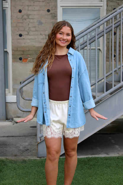 Ember Button Down Denim Top
