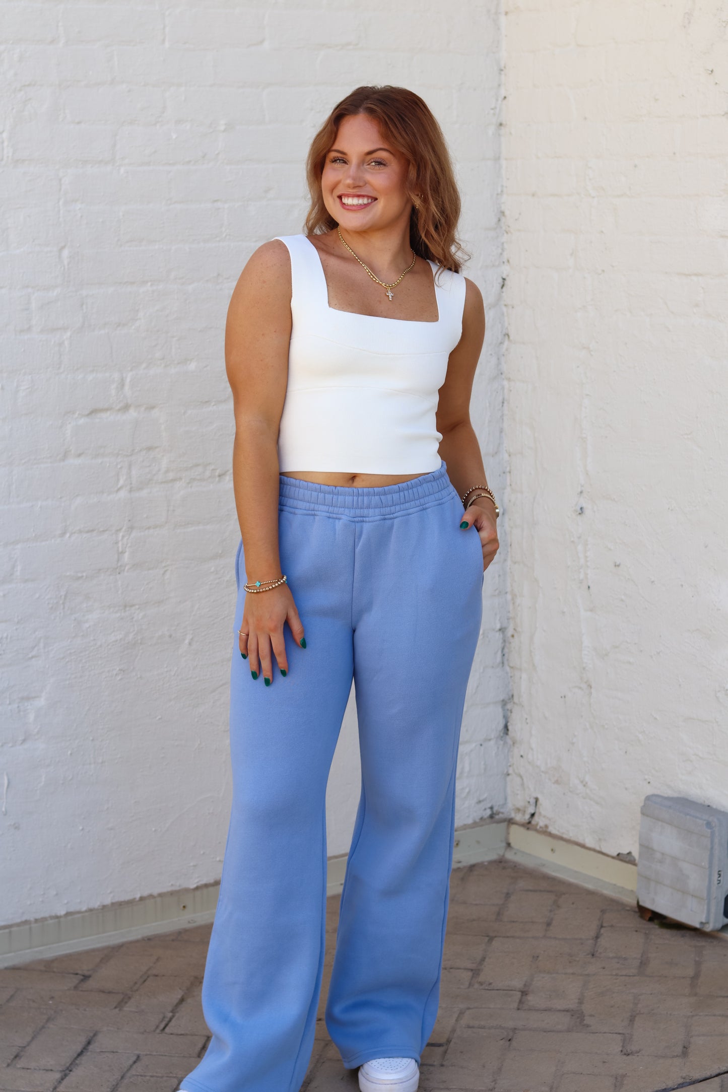 Wide Leg Basic Sweatpant - Moody Sky