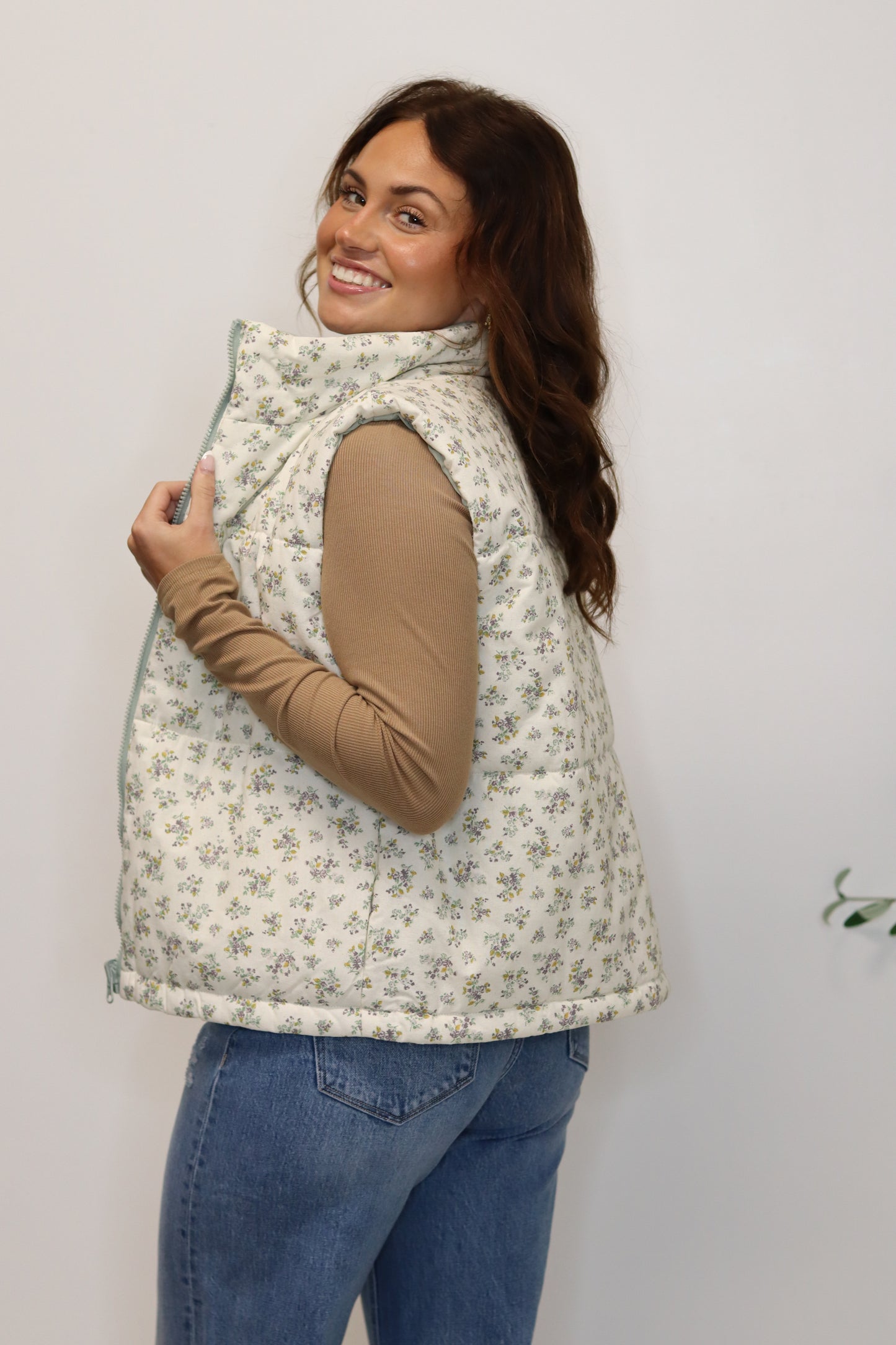 Cold Front Floral Puffer Vest (Reversible)